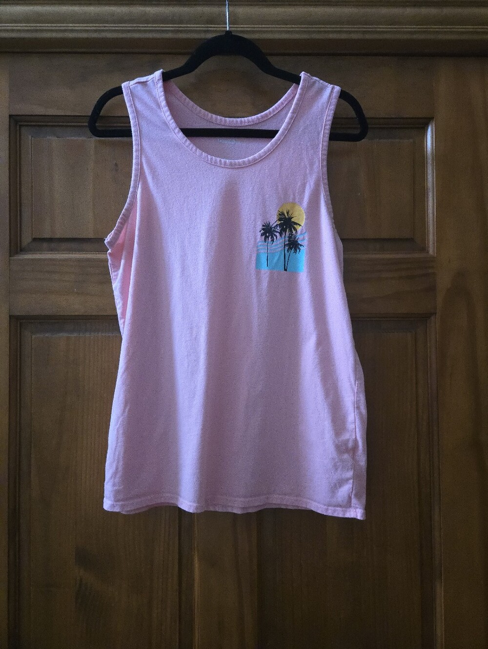Goodfellow & Co Pink Tank Top with Palm Sunset Graphic Size M